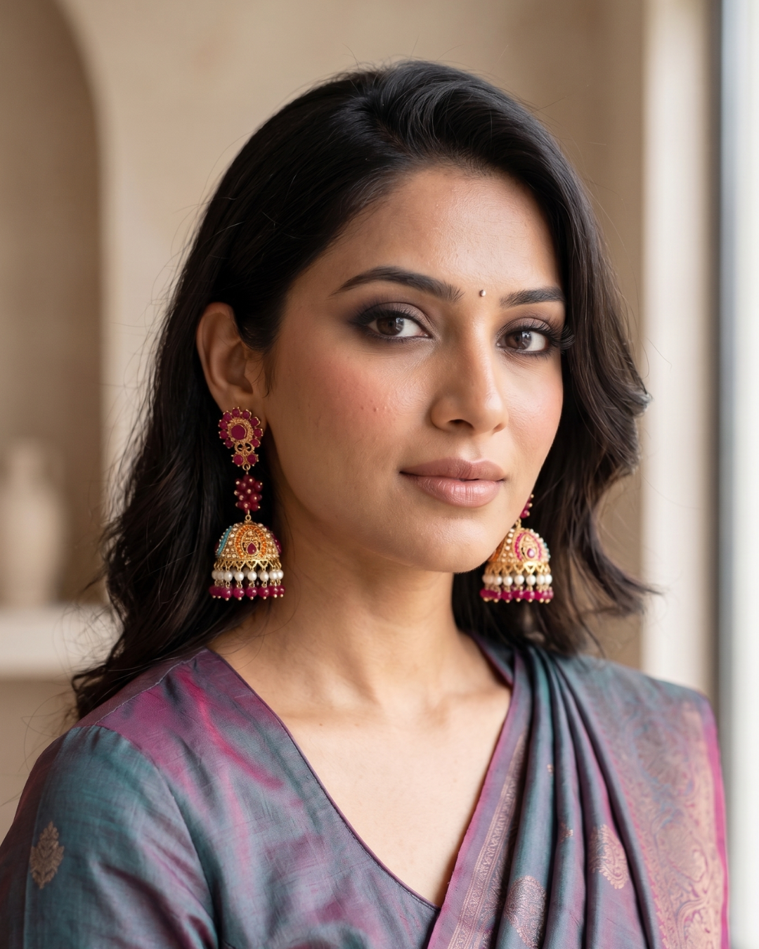 Multicolor Pastel Jhumka Dome Statement Drop Earrings