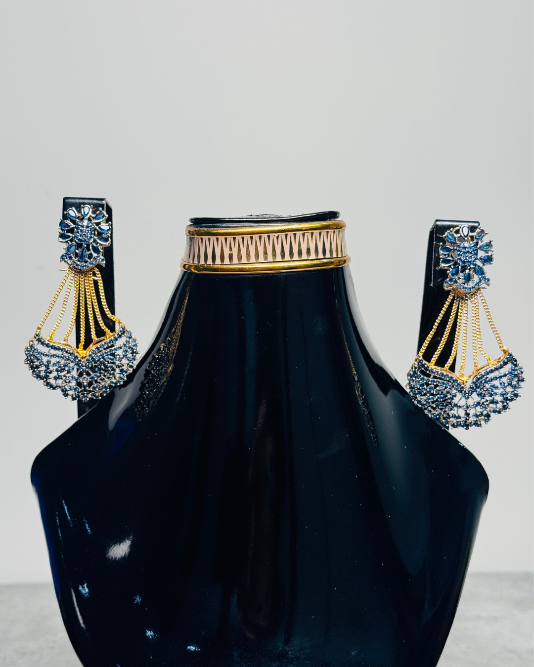 Sapphire Blue Crystal Chandelier Statement Drop Earrings