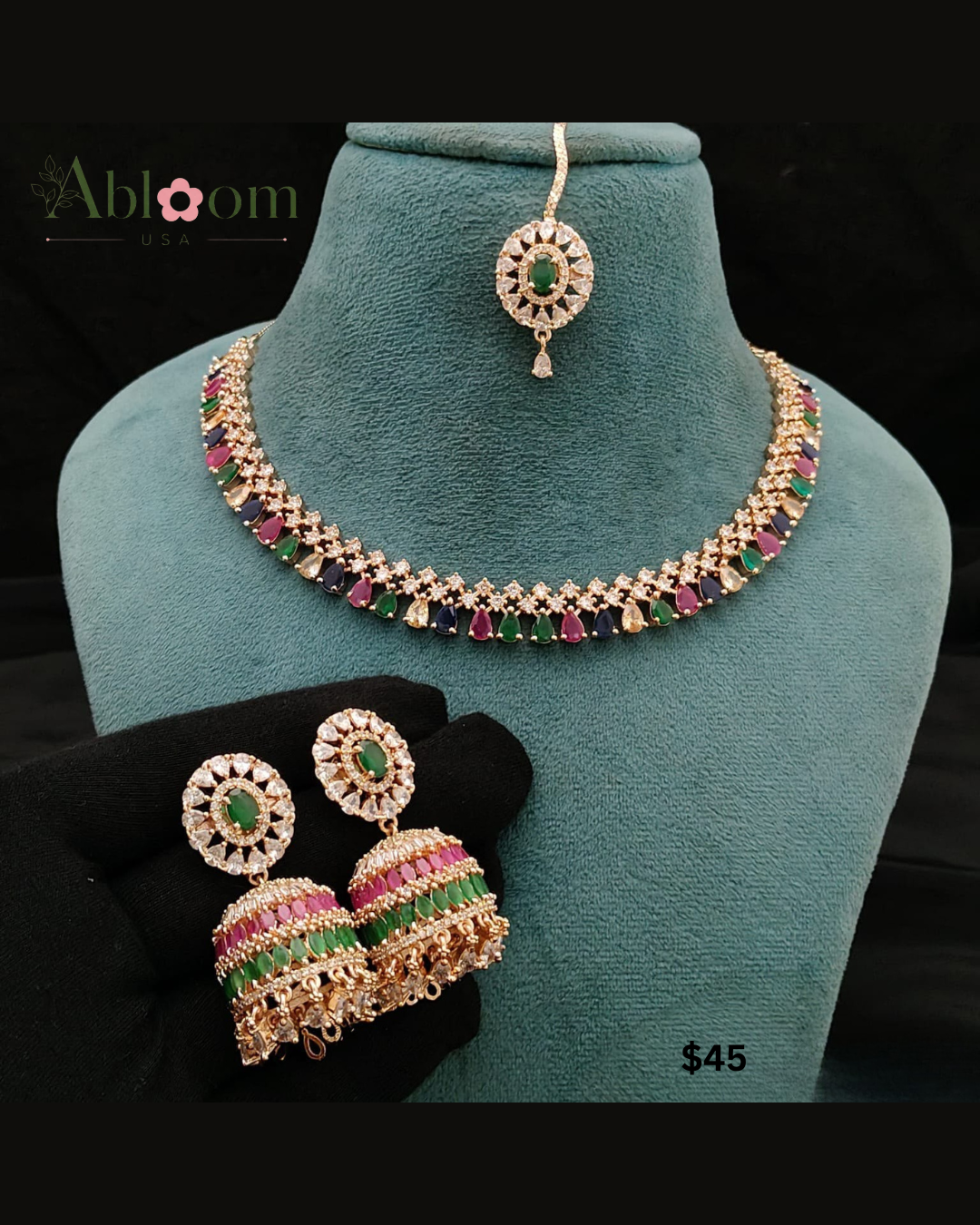 Traditional Necklace Earrings & Maang Tikka Set for Women | Bridal Jewelry Set | Wedding & Festive Wear