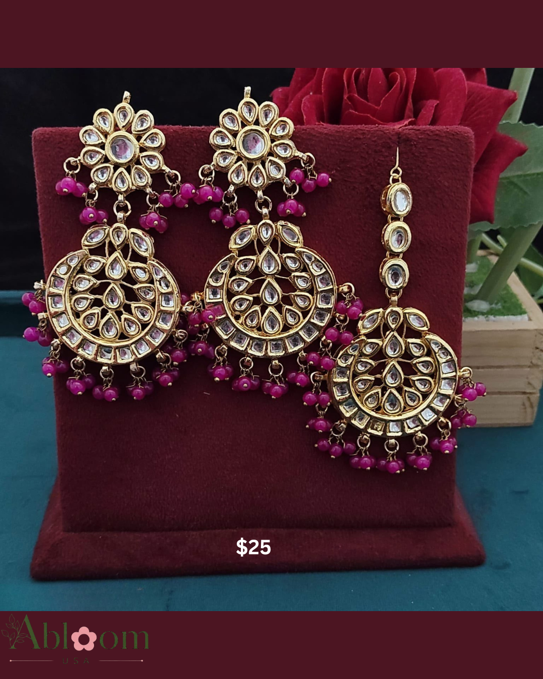 Chandbali Earrings & Maang Tikka Set for Women | Traditional Ethnic Jewelry | Wedding & Festive Wear