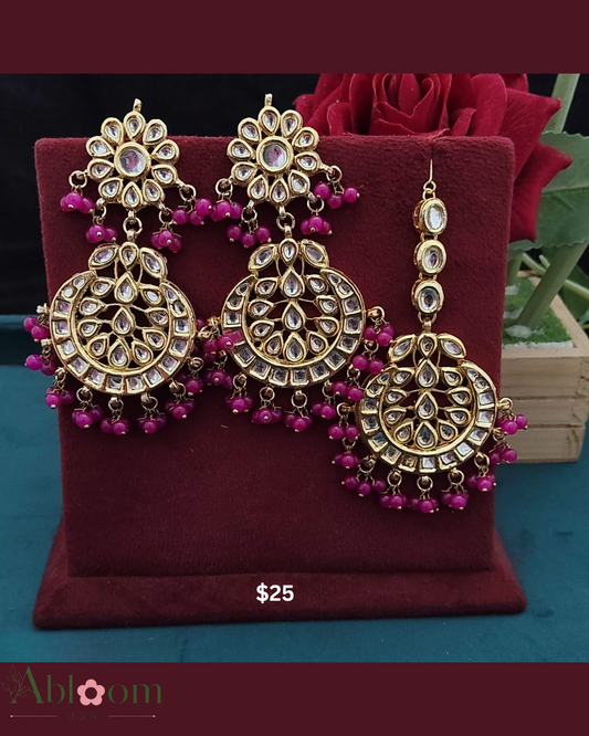 Chandbali Earrings & Maang Tikka Set for Women | Traditional Ethnic Jewelry | Wedding & Festive Wear