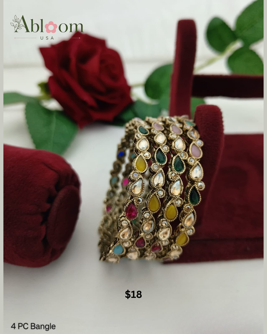 4-Piece Traditional Bangles Set for Women | Ethnic Bridal Bangles | Wedding & Festive Jewelry