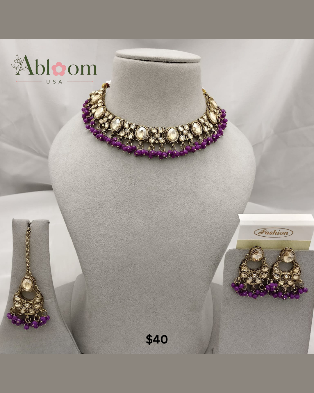 Traditional Choker Necklace Earrings & Maang Tikka Set for Women | Ethnic Bridal Jewelry | Wedding & Festive Wear