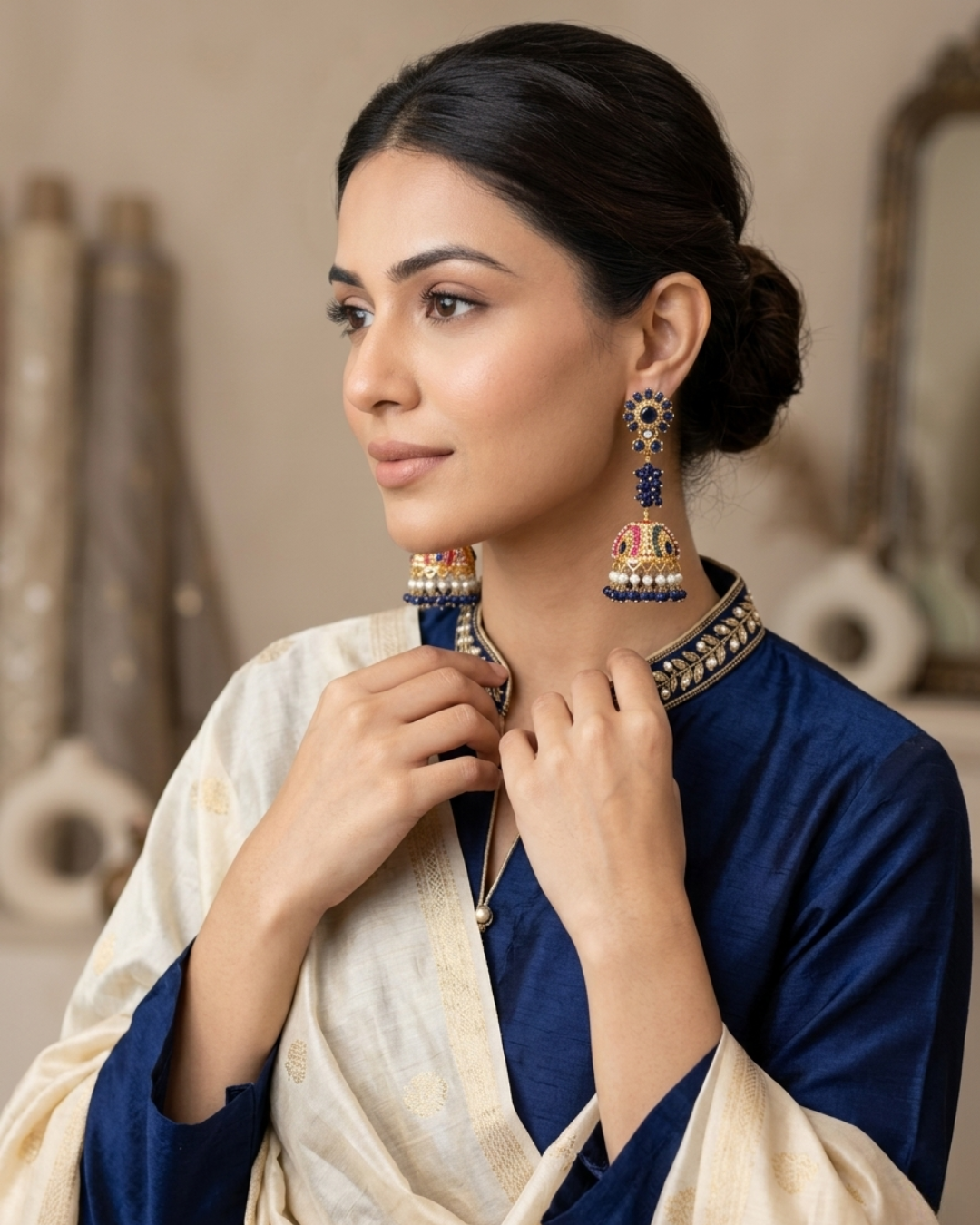 Multicolor Pastel Jhumka Dome Statement Drop Earrings