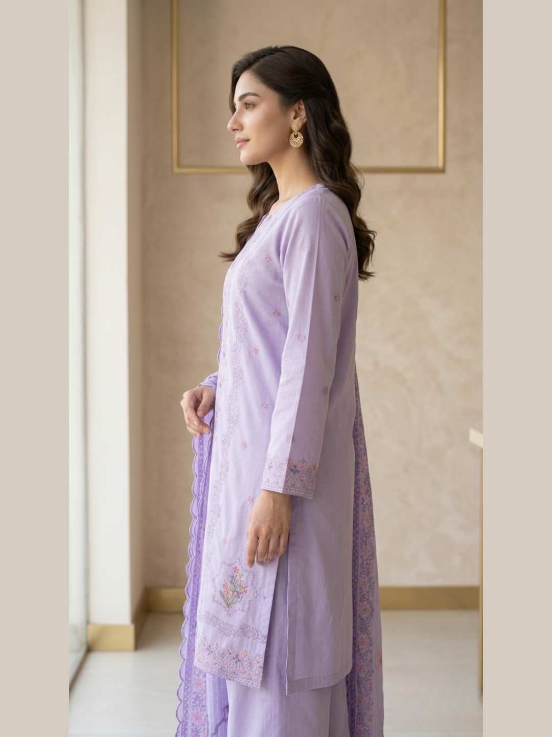 Lavender Mist – Scalloped Embroidery 3-Piece Suite