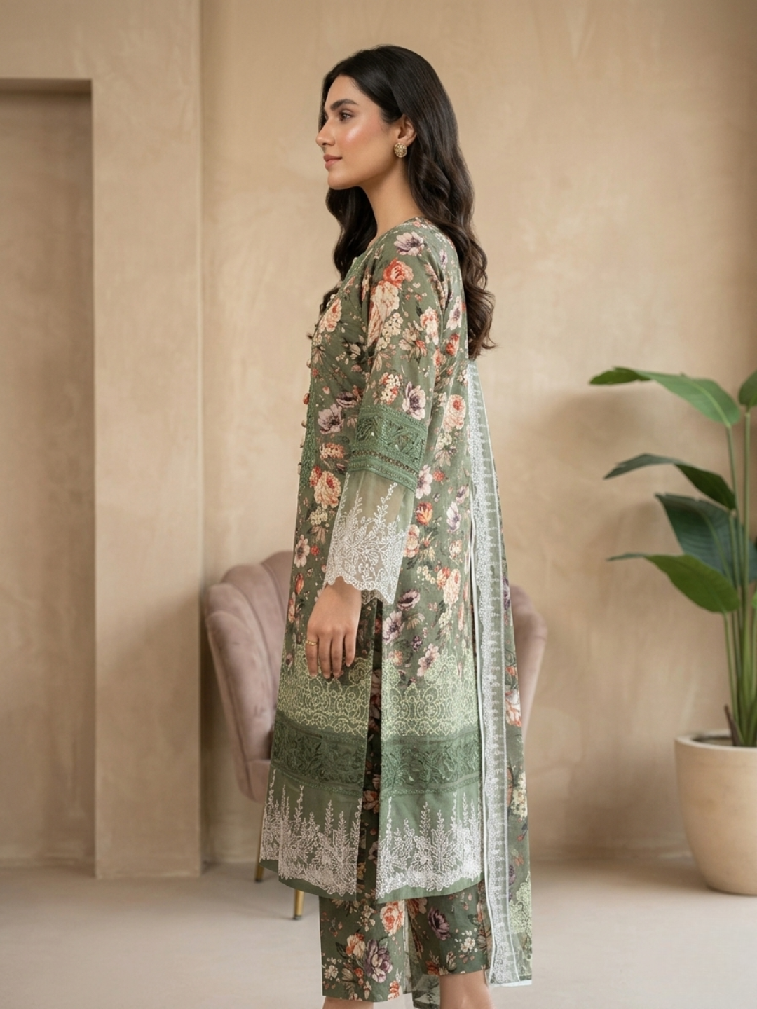 Vintage Flora Embroidered 3-Piece Suit