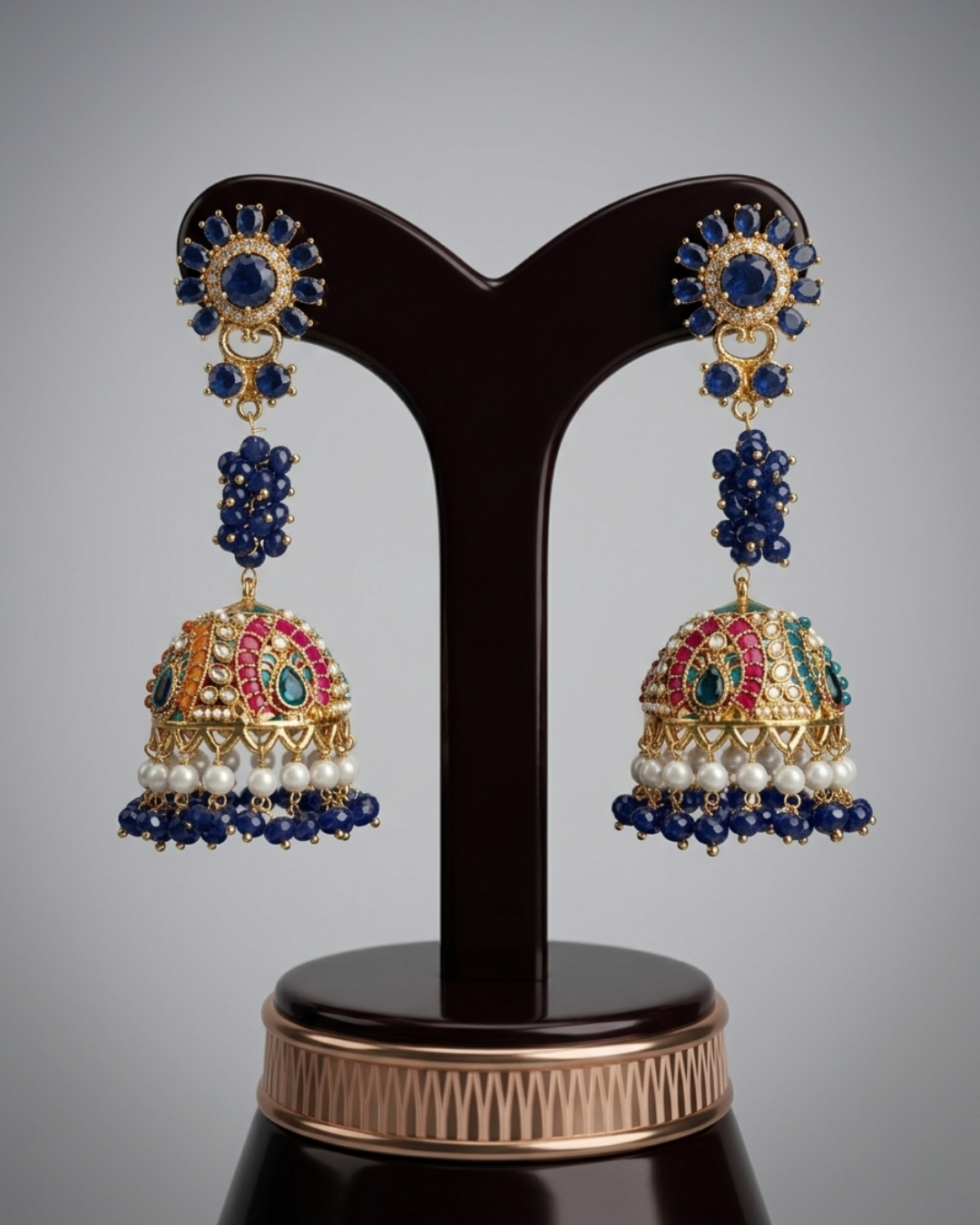 Multicolor Pastel Jhumka Dome Statement Drop Earrings