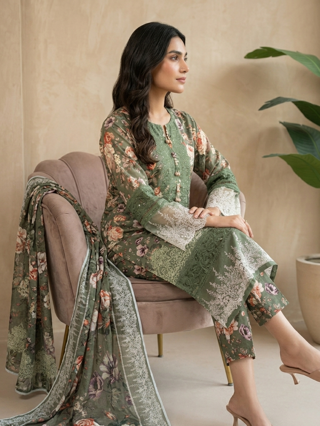 Vintage Flora Embroidered 3-Piece Suit