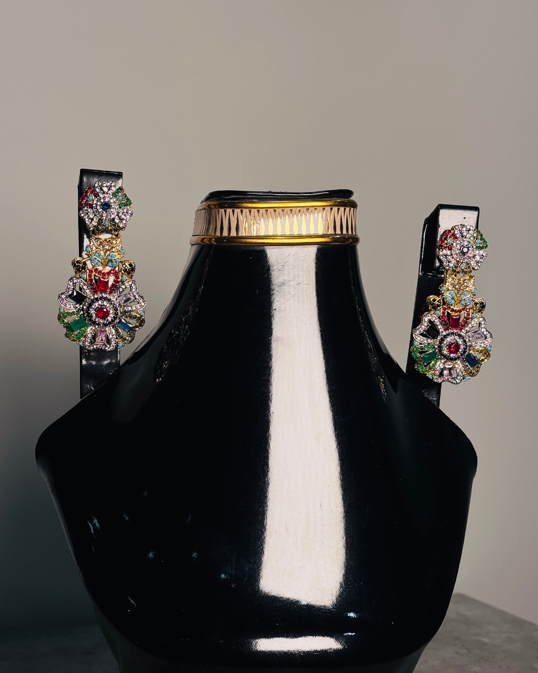 Multicolor Crystal Floral Statement Drop Earrings